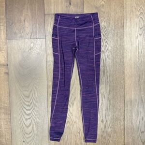 Athleta Girl Power Up Leggings Purple Space Dye Striped Size M (8/10)